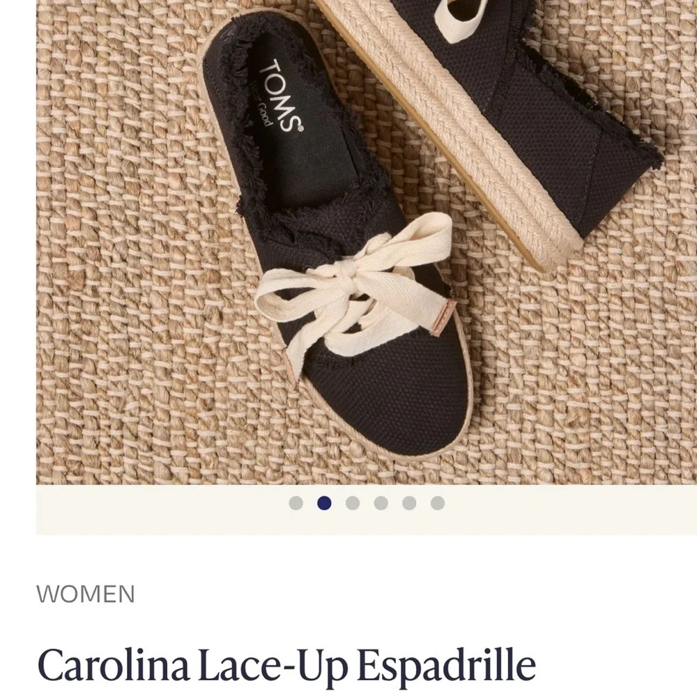 NWOT TOMS Black Carolina Lace-Up Espadrille - Picture 8 of 8